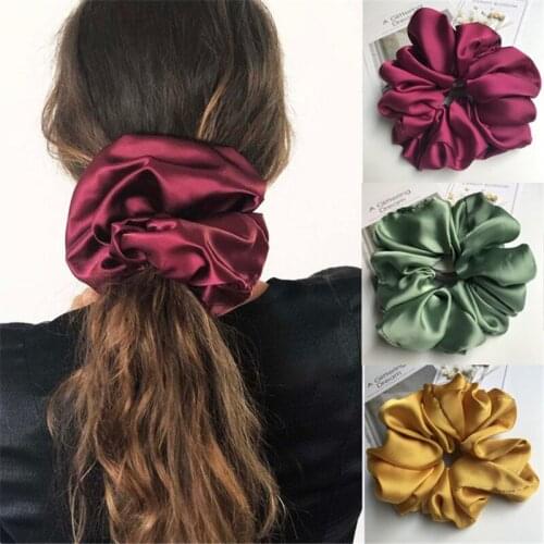 Silk Hair Band Scrunchies Hair Accessories Elastic Rubber Makeup Hair Holder Women Ponytail Holders Solid Color Hair Rope