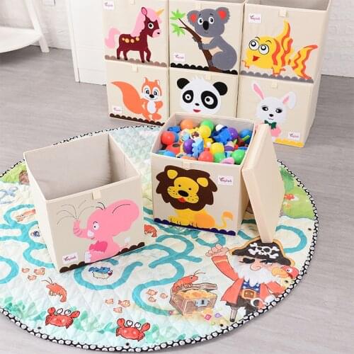 Cube Oxford Fabric Storage Box Washable Cartoon Animal pattern Kids Toys Basket Bins Closet Organizer Shelf Cabinet Bookcase
