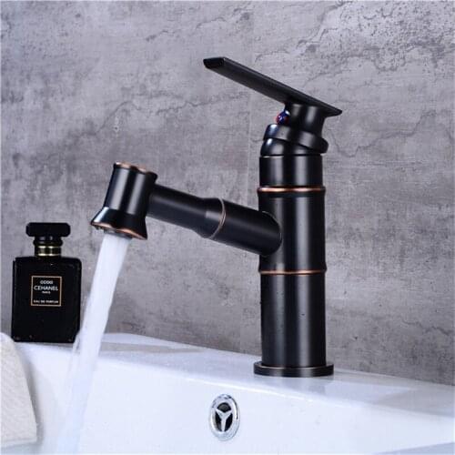 Bathroom Basin faucet Total Brass Sink Mixer Tap Hot and Cold Pull Out Faucet Single Handle Bathroom Crane Black Oil Brushed Tap