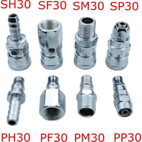 SP30/PP30/SM30/PM30/SH30/PH30/SF30/PF30 Pneumatic fittings Air Compressor Hose Quick Coupler Plug Socket Connector