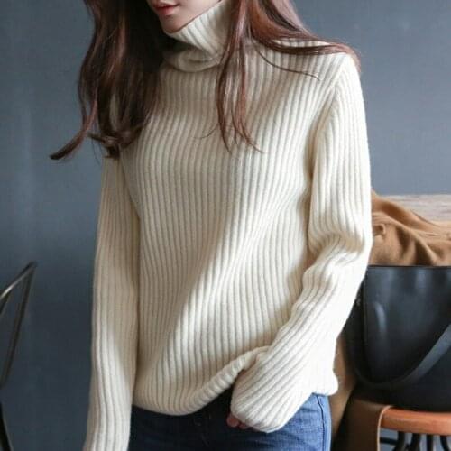 Turtleneck Sweater Womens Mid-Length New Bottoming Shirt Autumn and Winter Loose Thick Lazy Foreign Style Knitted Thick Sweater