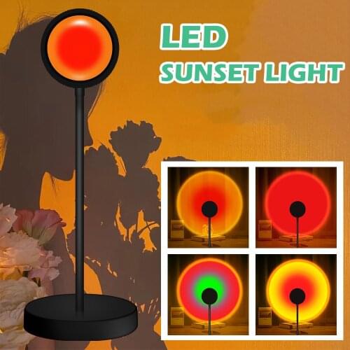 USB Sunset Projector Lamp Led Night Light Rainbow Atmosphere Table Lamp for Home Bedroom Coffe shop Background Wall Decoration