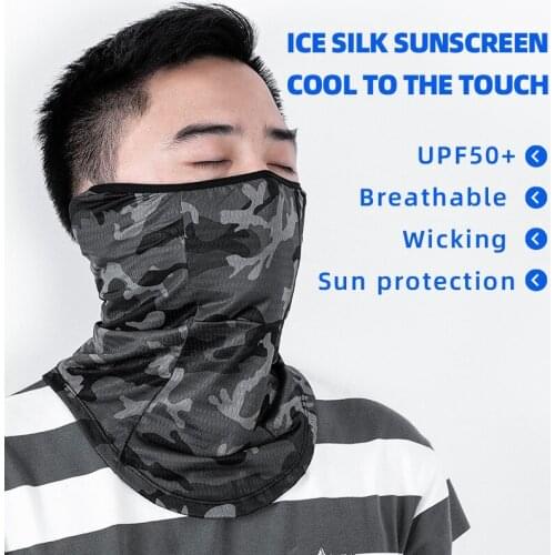 Cycling Bandana Face Cover Half Mask Ice Silk Neck Gaiter Cool Tube Sunscreen Scarf Sport Running Hiking Hunting Men Women