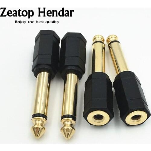 100Pcs Gold Plated 6.35mm 1/4" Mono Male Plug to 3.5mm Female Stereo Jack Socket Adapter Connector