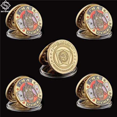 5PCS/lot Poker Chip Entertaining "I'm A Donk" Casino Poker Guard Token Collectible Coins