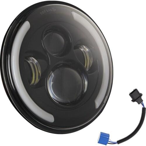 7'' Round Black LED Car Headlight High Low Beam Replacement for Wrangler
