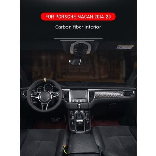 Accessories For Porsche Macan 2014-20 Carbon Fiber Interior Gearshift Air Conditioning CD Panel Door Armrest Cover Trim Sticker