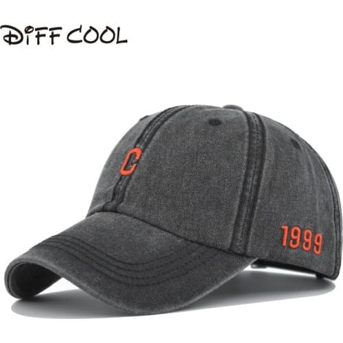 [DIFF COOL]Unisex cap solid color letter washed cotton baseball cap mens and womens casual adjustable outdoor trucker rebound