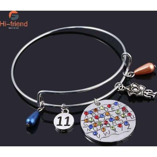 Movie Stranger Things Bracelet Eleven Letter Monster Piranha Round Bracelet for Women Men Halloween Costume Jewelry Kids Toy
