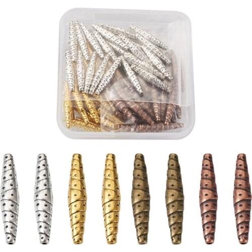 80pcs 25x5mm Long Tube Alloy Beads Loose Spacer Bead Mixed Color for Jewelry Making DIY Bracelet Necklace Handmade Craft
