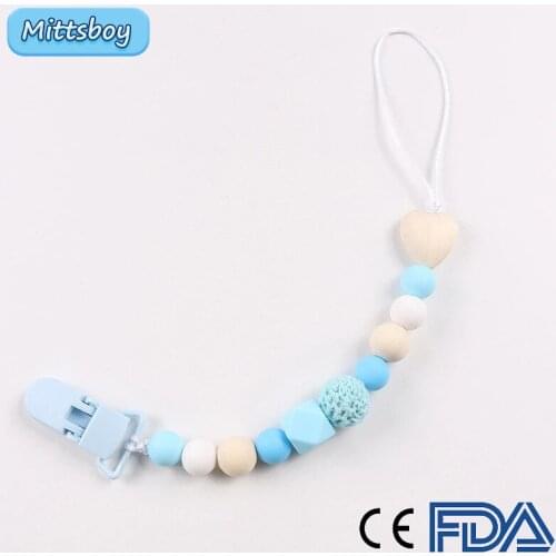 Hot DIY Baby Pacifier Clip Chain Eco-friendly Newborn Baby Teething Clip Food Grade Silicone Heart Shape Feeding Chain Gift Toys