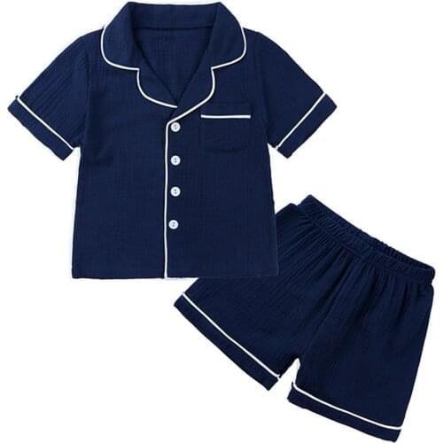 Children Pajamas Girls Boys Pyjamas Set Summer Cotton Kids Sleepwear Short Sleeves Tops Shorts Tracksuit Outfit Casual Homewear
