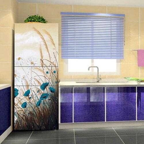 Dropshipping 3D Fashion Flower Self Adhesive Dishwasher Refrigerator Freeze Sticker Kids Art Fridge Door Cover Wallpaper