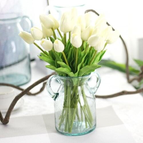 10Pcs/lot Tulip Artificial Flowers High quality PU Real touch Mini Tulip Flowers Gift For Home Party Wedding Decorative Flowers