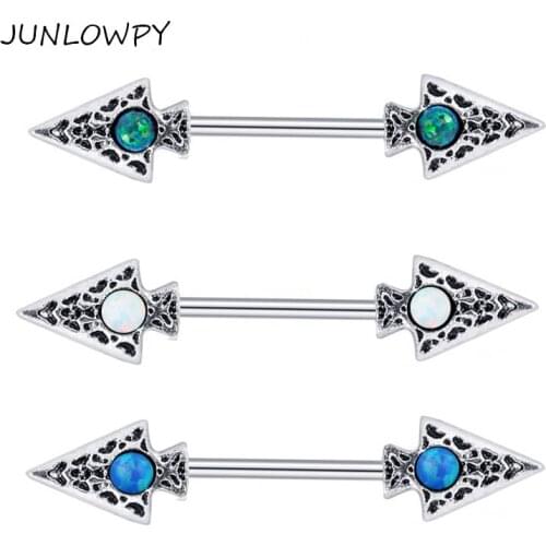 JUNLOWPY Stainless Steel 14G Mix 3 Colors Nipple Rings Arrow Ear Cartilage Piercing Barbells Shield Bar Sexy Body Jewelry 20pcs