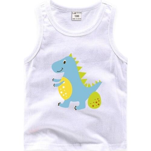 2021 Summer Halter Top Boys Girls T-Shirt Cartoon Dinosaur Kids Underwear Sleeveless Cotton Childrens Vest Baby Camisole Shirts
