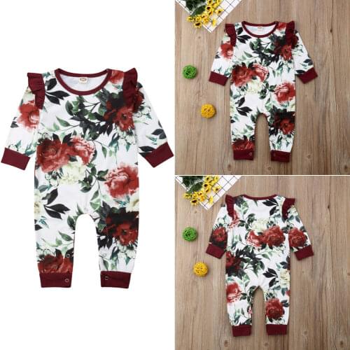 Pudcoco Girl Jumpsuits AU Newborn Infant Baby Girl Floral Romper Jumpsuit Outfit Clothes 0-24M