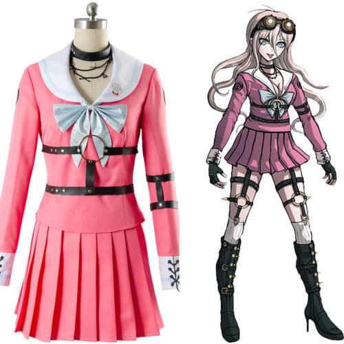 In Stock) Anime Danganronpa V3 Killing Harmony Iruma Miu Cosplay Costume Adult Woman XS-XXXL Pink JK Uniform Outfits Halloween