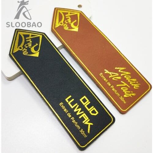 Custom logo name own embossed printed Jeans main leather labels, garment accessories PU leather label for trousers bags
