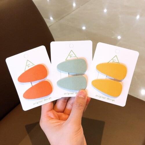 2pcs/lot Fashion Children candy color cloth hairpins girls cute hairclips kids korea style BB clip hair accessories