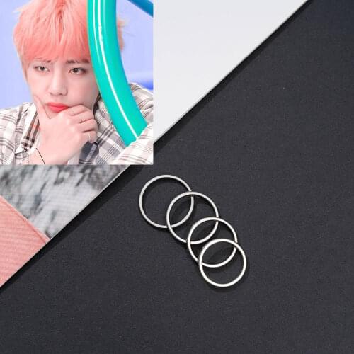 4 pcs Fashion Knuckle Rings Kpop Jewelry bangtan boys Simple Design Ring for Women Men V Kim Tae Hyung same Accessories
