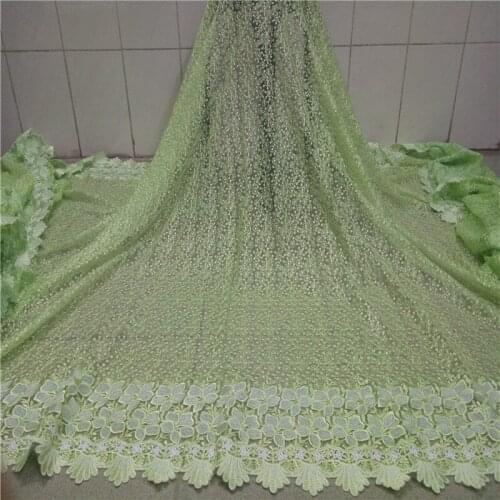 Nigerian Lace Fabrics lemon green Nigerian Lace Fabric Embroidery lace African Tulle Net French Lace Materials For dress kc19-63