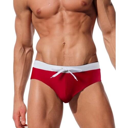 New Men Breathable Swim Trunks Pants Swimwear Shorts Slim Wear Elastic rope Swimming trunks with pockets beach pants quick-dry