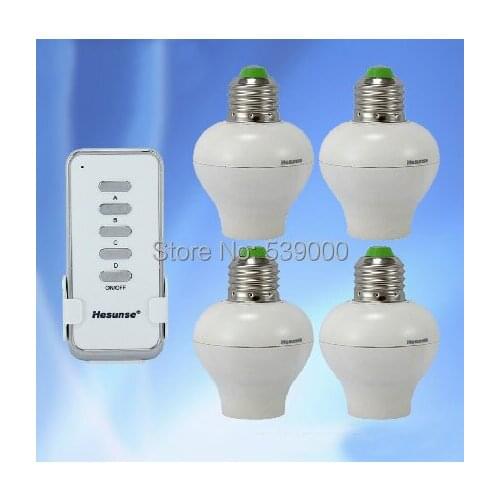 New Intelligent 1 Control 4 Bases 20M Wireless Remote Control E27 Light Lamp Bulb Base Holder Socket Free shipping