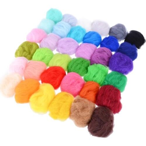 New 36 Colors 3g Non-repetitive Felting Wool Fiber Wool Felt Starter DIY Kit For Needle Dry Felting Sewing