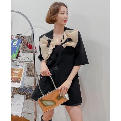 Autumn Fashion 2021 New Women Mesh Short Sleeve Jacket Coat Female High Quality Overcoat Ddxgz2v 7.11