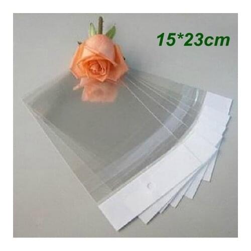 DHL 15cm*23cm Clear Self Adhesive Seal Plastic Bag OPP Poly Bags Packaging Bag For Party With Hanging Hole Wholesale 1000Pcs/Lot