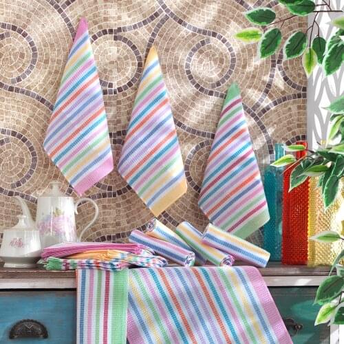 Striped Napkin Kitchen Towel 3/6/9/12 Pcs Pack Super Absorbent Microfiber Cleaning Cloth Home Washing dish Cleaning Towel