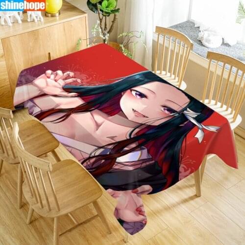 Kamado Nezuko Tablecloth Washable Cloth Thicken Oxford Rectangular Table Cloth for Wedding size 100X140cm/140X200cm