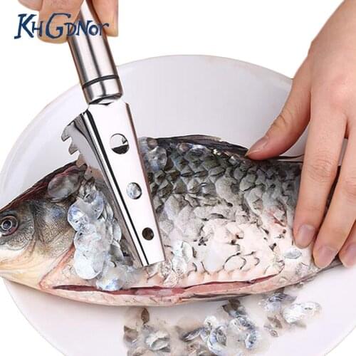 Stainless Steel Fish Scraper Knife Tools Fish Skin Scaler Brush Cleaner Peelers Cooking Tools High Quality