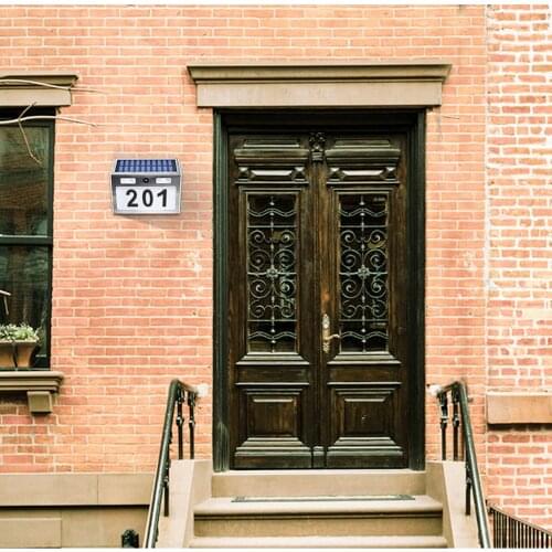 LED House Numbers Solar Powered Light Address Sign Wall Lamp Outdoor Waterproof Plaque Motion Sensor Doorplate Light