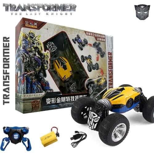 Big Size 2.4G 4CH 4WD Remote Control transformer bee RC Twist stunt Car 75 degree slope Drive Double Side off-road cars toy gift