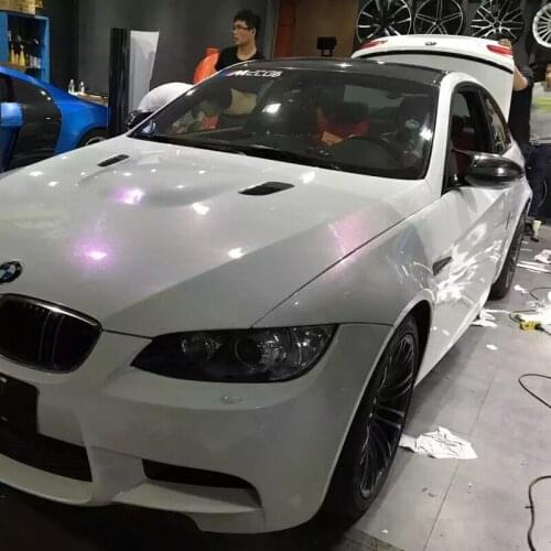 1.52X20M Air free bubbles glossy chameleon pearl film glossy chameleon car wrap vinyl white