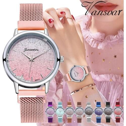 Fashion Gradient Colors Starry Sky Women Wrist Watch Luxury Rhinestone Ladies Magnet Clasp Quartz Watches Relogio Feminino
