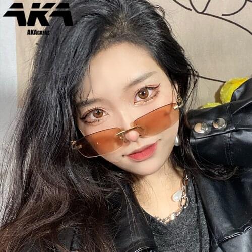 AKAgafas Rimless Sunglasses Women 2021 Small Frame Square Sun Glasses Women Luxury Designer Sunglasses for Women Gafas De Sol
