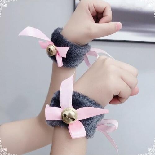 Sweet Lolita Hand Wrist Cuffs Bowknot Collar Set Trim Anime Maid Cosplay Accessories for Women Girl Party Steampunk Accessories