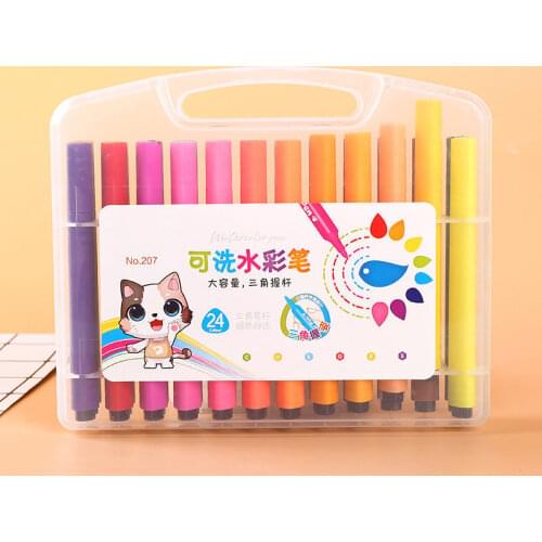 12/18/24/36 Colors Kids Washable Art Markers Watercolor Colored Pens for Drawing Art Supplies