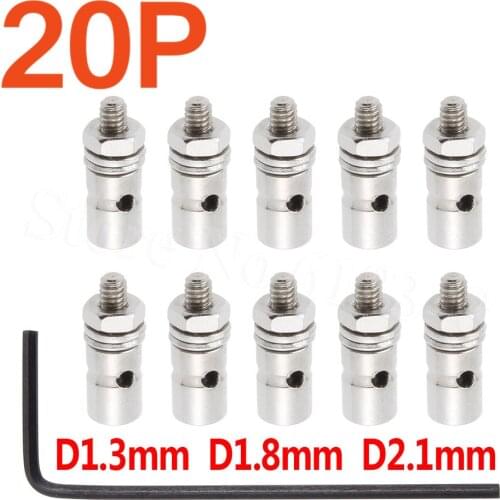 20pcs Pushrod Connectors Linkage Stoppers D1.3mm D1.8mm D2.1mm RC Airplane Parts Replacement Remote Control Models