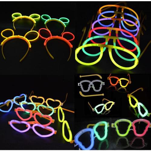 20pack Luminous Glow Sticks Eye Glasses Bunny Headband Fluorescent Neon Birthday Party Carnival Bar Concert Child Adult Can Wear