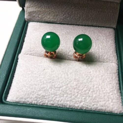 2020 Charm Natural Green Jade Stud Earrings For Women Rose Gold 925 Sterling Silver Earring Party Classic Fine Jewelry bijoux