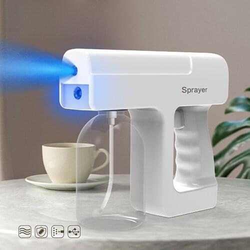 300ml USB Sanitizer Sprayer Electric Sprayer Gun Cordless Nano Steam Blue Light Sprayer Bottle Fogger Machine Facial Steamer