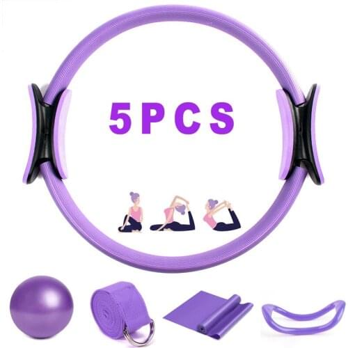 5PCS Yoga Ball Magic Ring Pilates Circle Exercise Equipment Workout Fitness Training Resistance Support Tool Stretch Band Gym