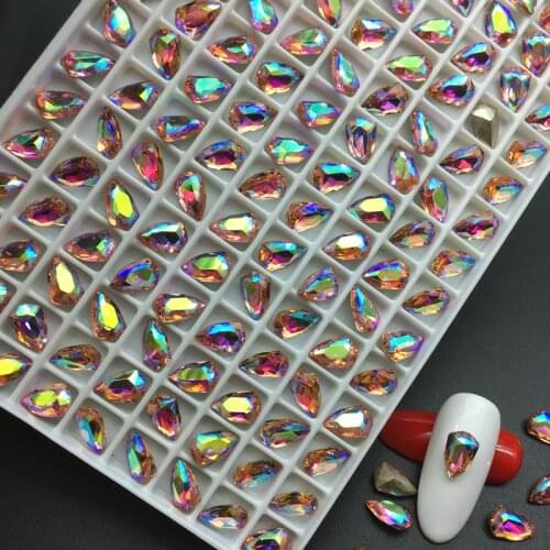 Swarovsky 50pcs Nail Crystal Glass Strass 3D Symphony Color Glass Gem Rhinestone For 3D Nail Art Decoration Supplies Jewelry