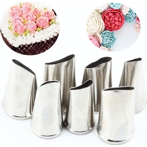 7Pcs/Set Russian Cake Fondant Decorating Tips Set Stainless Steel Cream Icing Piping Sugar Craft Rose Nozzle Pastry Tools