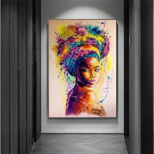 African Black Woman Graffiti Art Posters And Prints Abstract African Girl Canvas Paintings On The Wall Art Pictures Wall Decor