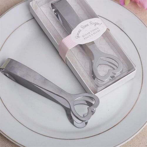 Free Shipping Hot Selling Newest Stainless Steel Heart-Shaped Sugar Clip Wedding Favor Wedding Game Prizes Ice Folder 100Pcs/Lot